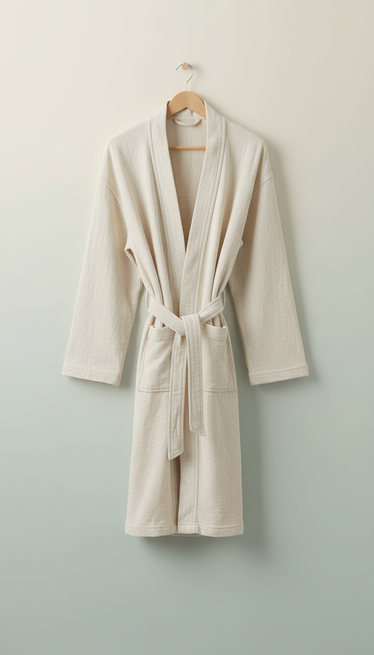 Ivory Cotton-Linen Bathrobe